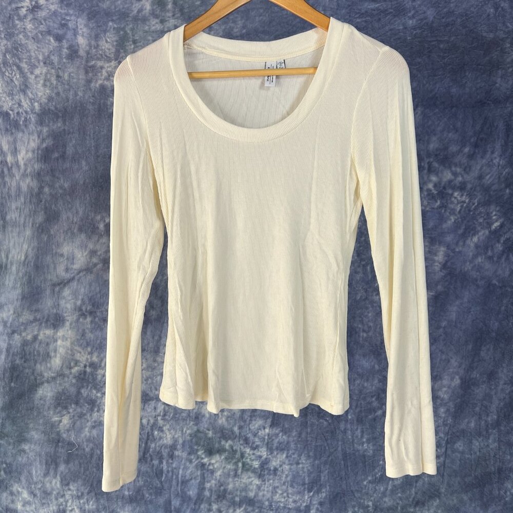 & Other Stories Cream Ribbed Long Sleeve Shirt Sz S